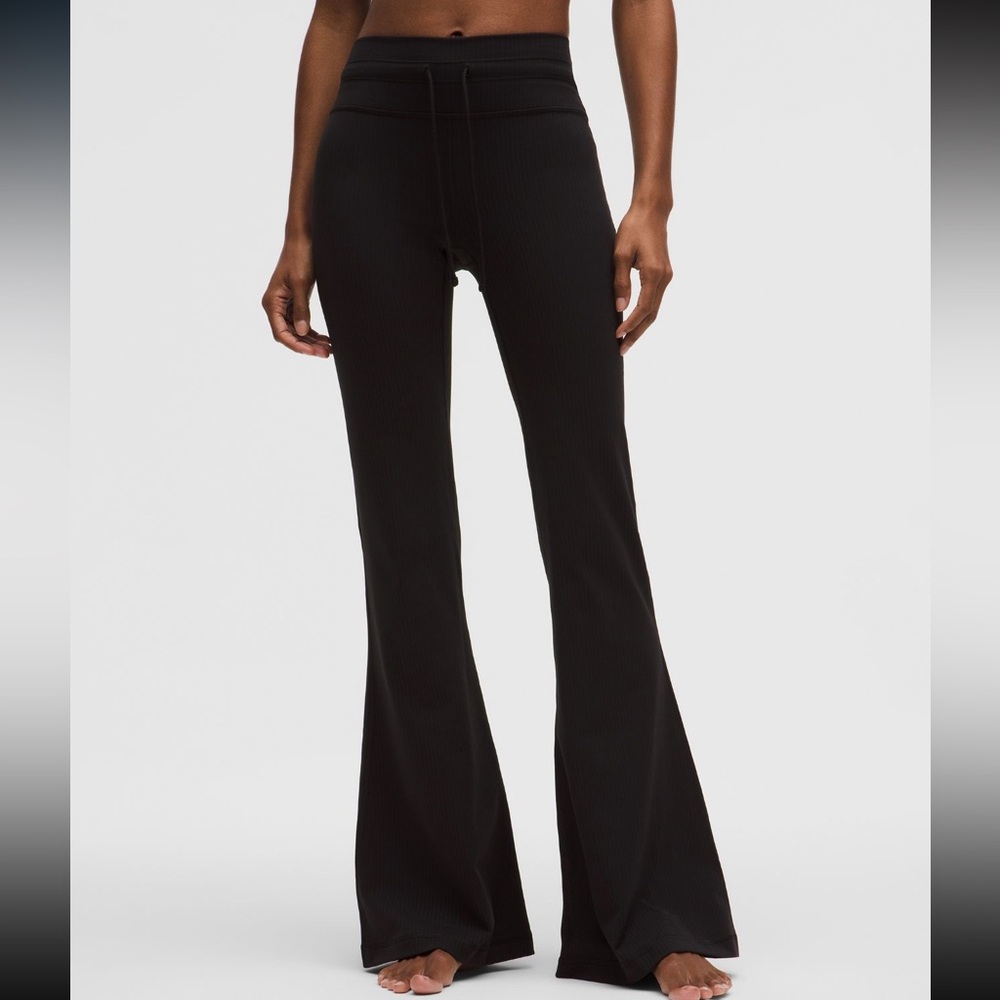 Lululemon Groove Rib High-Rise Wide-Flare Pant, Black, Size 14